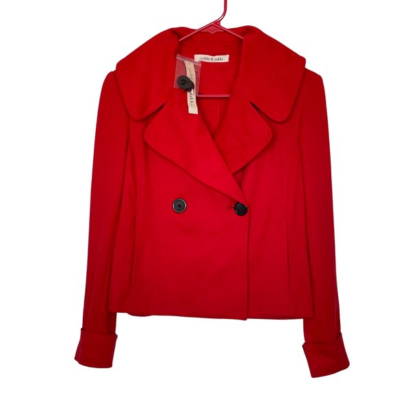 Robbi & Nikki Cropped Lea Coat Style Jacket Bright Red Size S - Picture 2 of 6